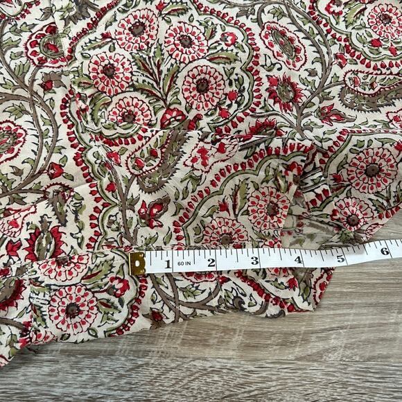 Anokhi India Block Print Cotton Shorts Red Floral Paisley Elastic Waist L - Picture 7 of 10